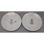 A pair of Sevres Napoleon III crested plates, possibly made for Empress Eugenie