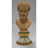 A Ginori maiolica bust of Archimedes