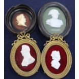A group of framed reliefs and portraits of Napoleon and French Emperors