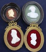 A group of framed reliefs and portraits of Napoleon and French Emperors