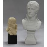 A biscuit porcelain bust of Napoleon and an alabaster bust of Napoleon