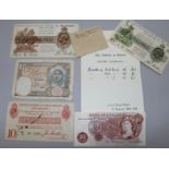 A 1790 Republic of France banknote and various George V Bradbury banknotes