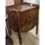 A George III mahogany galleried top night commode, W.58cm