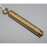 A late Victorian Sampson Mordan gold overlaid propelling pen/pencil, with barrel inscription, closed