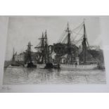 William Pye, etching, Weymouth Harbour, signed and dated 1903, 36 x 50cm