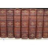 Punch, vols 1 - 100 in 25 books, quarto, half morocco, London 1841-73, 1875-91