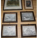 A set of four pencil sketches, country scenes, dated 1872 and two other 19th century prints