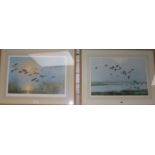 Sir Peter Scott, two prints, Teal in the early morning, one signed, 37 x 54cm