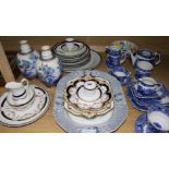 A quantity of blue and white ceramics with George Jones vases bowls, plates etc