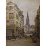 William Pitt, watercolour, French Street scene 66 x 50cm.