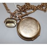 A 9ct gold Waltham hunter pocket watch and a 9ct fob chain with spinning fob.