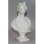 A Sevres biscuit bust of a lady, dated 1909
