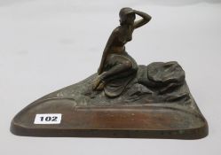 A Secessionist bronze inkstand