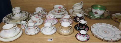 A George Jones crescent china cabinet cup and saucer, etc