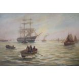 Victorian oil on canvas Marine, initialled BBH? 1884, 40 x 60cm