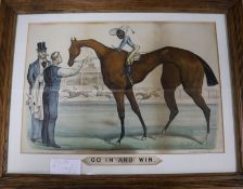 A Currier & Ives "Go In and Win" lithograph 23 x 34cm.