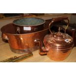 A quantity of copper ware