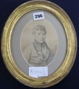 John Graham, watercolour, Self portrait, inscribed verso (in a modern hand), dated 1810, framed to