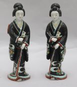 Two Kutani figures of geisha