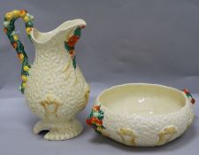 A Clarice Cliff Harvest ware bowl and jug