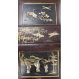 Three Japanese relief lacquered panels