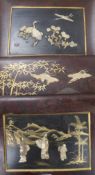 Three Japanese relief lacquered panels