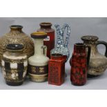 A collection of German pottery vases