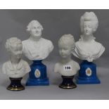 A pair of Sevres style biscuit porcelain busts of Louis XVI and Marie Antoinette & 2 similar busts