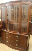 A mahogany bow-fronted display cabinet, W.125cm