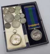 A Royal Air Force trophy medal, coins etc