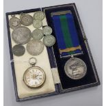 A Royal Air Force trophy medal, coins etc