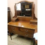 An Edwardian inlaid mahogany dressing table, W.106cm