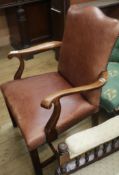 A George III design mahogany leather upholstered desk chair