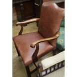 A George III design mahogany leather upholstered desk chair