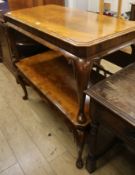 A pair of George II style banded walnut coffee tables, W.107cm