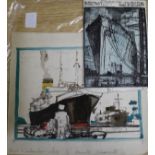 Kenneth Shoesmith, two preliminary watercolour sketches, one for a Royal Mail steam poster