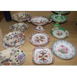 A Wedgwood creamware part dessert service, a Spode part dessert service and four plates with