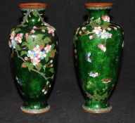 A pair of Japanese enamelled vases