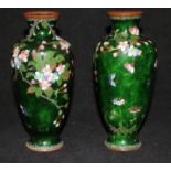 A pair of Japanese enamelled vases