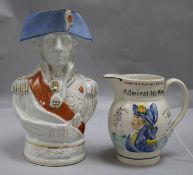 A Staffordshire 'Nelson' jug, 19th century and another