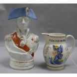 A Staffordshire 'Nelson' jug, 19th century and another