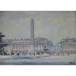 Hugh Boycott-Brown (1909-1990), oil on panel, "Place de la Concorde, Paris", signed monogram, 17.5 x