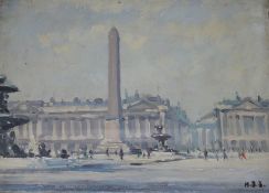 Hugh Boycott-Brown (1909-1990), oil on panel, "Place de la Concorde, Paris", signed monogram, 17.5 x