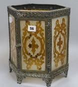 A Victorian brass and coloured glass hall lantern