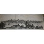 18th century French engraved view of Cazan 1767, 26 x 68cm, unframed