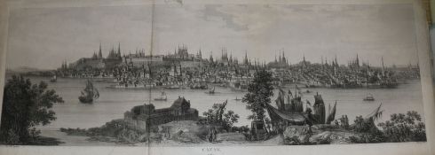 18th century French engraved view of Cazan 1767, 26 x 68cm, unframed
