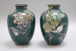 A pair of Japanese cloisonne enamel vases
