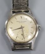 A gentleman's 1950's? stainless steel Girard Perregaux manual wind wrist watch.