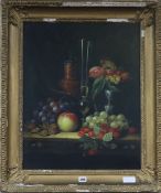 F. Bailey (1967-), oil on canvas board, still life, 62 x 49cm