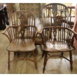 A Windsor stick back chair and another